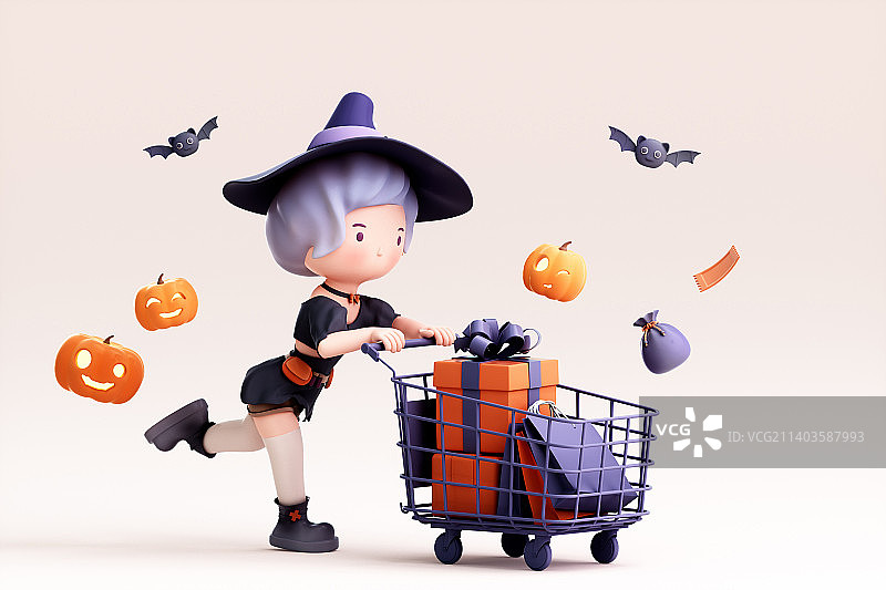 3D渲染的可爱的小女孩图片素材