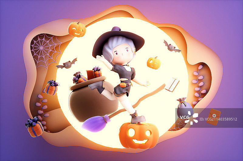 3D渲染的可爱的小女孩图片素材