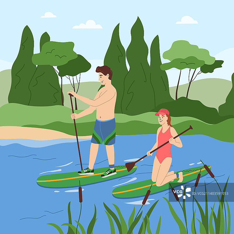 夏季家庭活动扁平背景图片素材