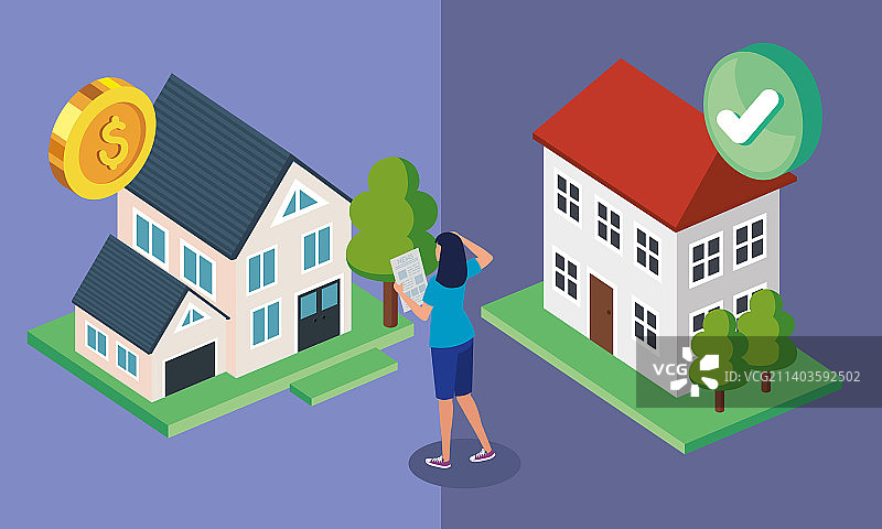 带有硬币和支票的房屋图片素材