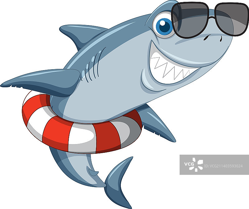 微笑的鲨鱼卡通形象图片素材