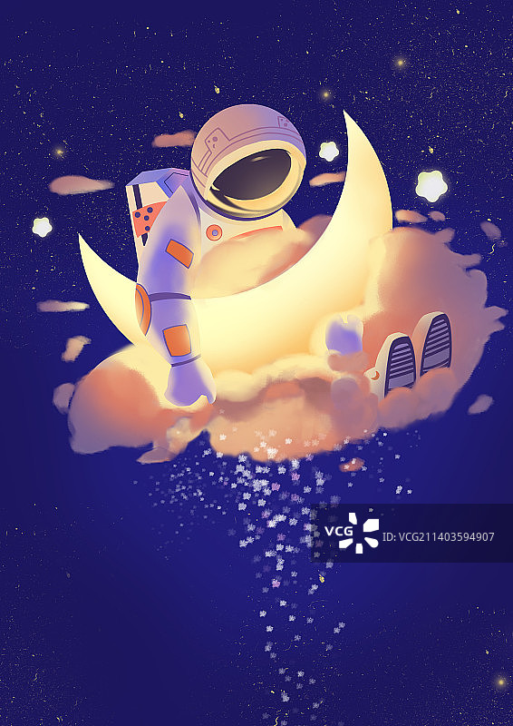 治愈梦幻渐变插画图片素材