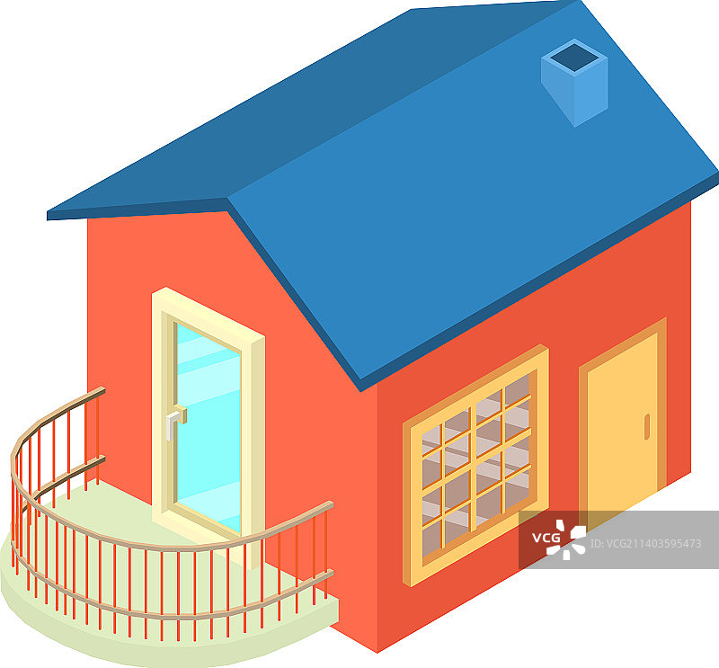 单层小屋等距风格图标图片素材