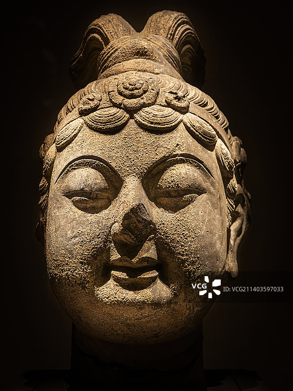 郑州市博物馆馆藏  荥阳大海寺出土 唐代石雕  文物 艺术 佛教图片素材