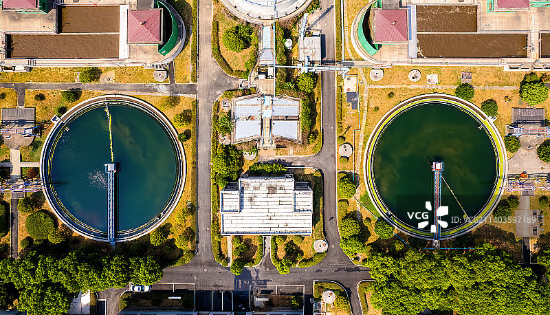 航拍污水处理厂，像一台老式收录机图片素材