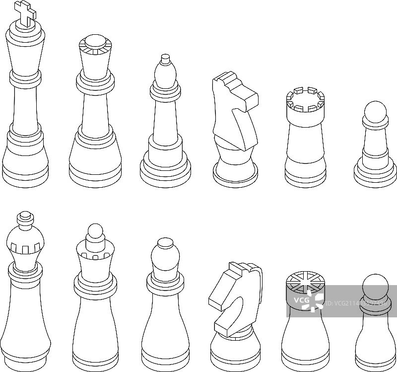 国际象棋图标轮廓集图片素材