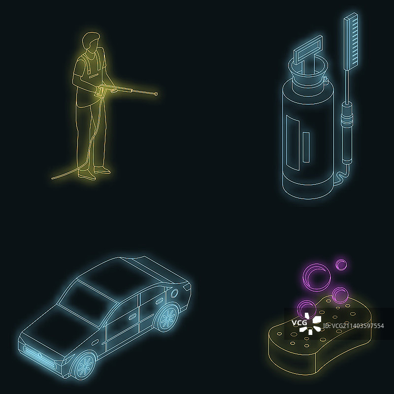 霓虹洗车图标图片素材