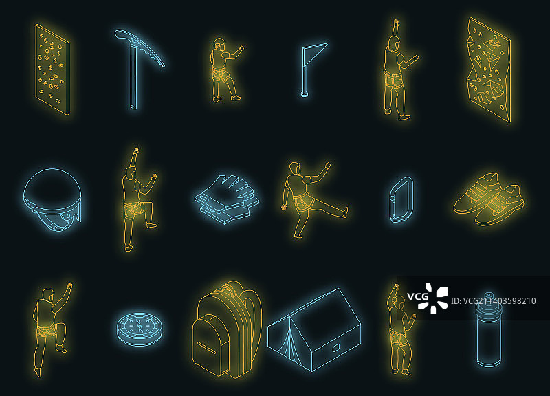 霓虹运动攀岩图标图片素材