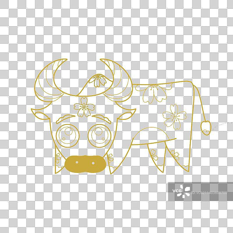 十二生肖-牛线条图案图片素材