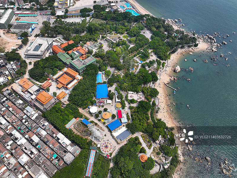 广东省汕头市潮阳区海门镇莲花峰风景区航拍图片素材