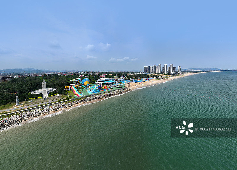 广东省汕头市濠江区龙虎滩风景区中海黄金海岸航拍图片素材