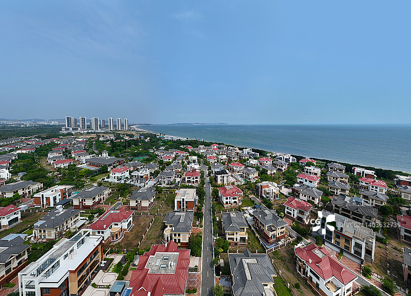 广东省汕头市濠江区龙虎滩风景区中海黄金海岸航拍图片素材