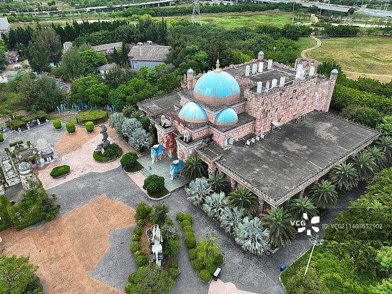 广东省汕头市龙湖区方特欢乐世界蓝水星主题公园航拍图片素材