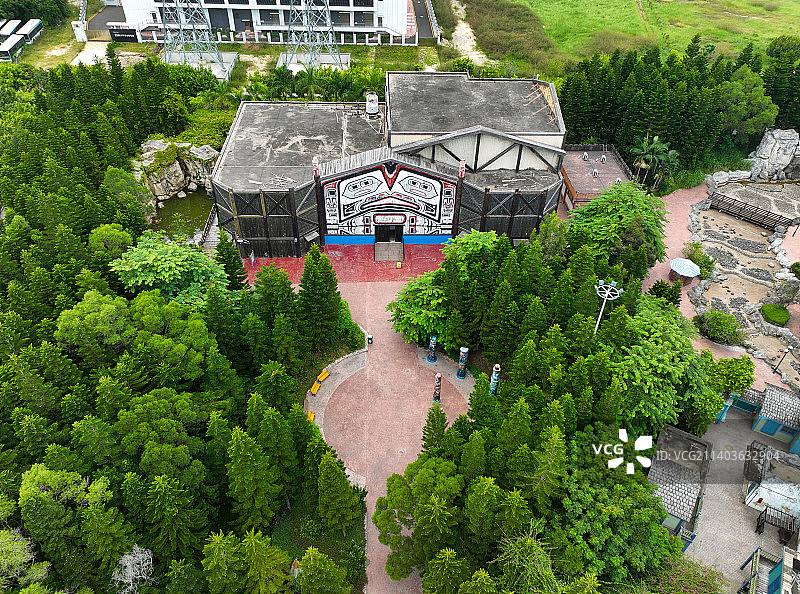 广东省汕头市龙湖区方特欢乐世界蓝水星主题公园航拍图片素材