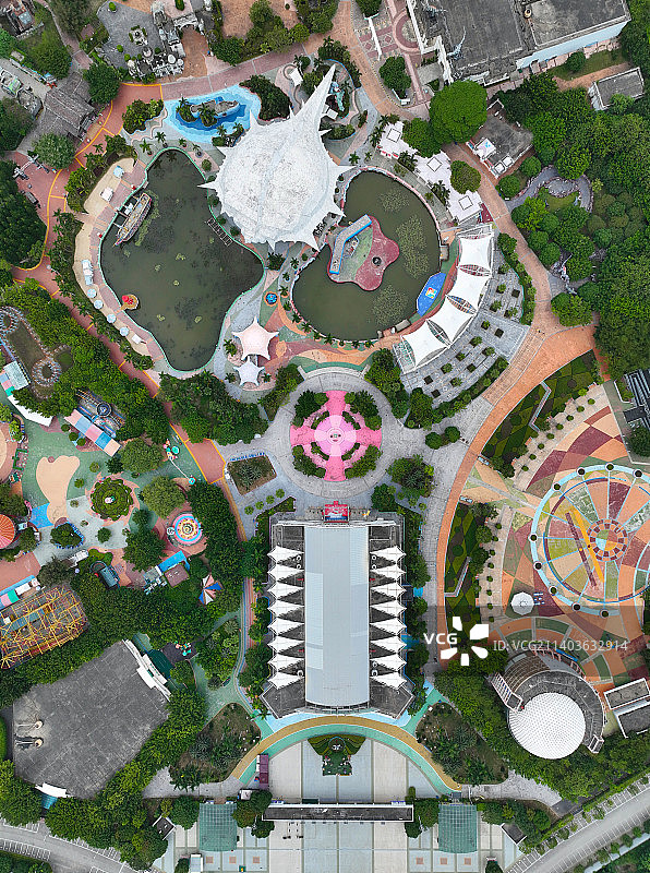 广东省汕头市龙湖区方特欢乐世界蓝水星主题公园航拍图片素材