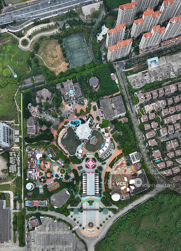 广东省汕头市龙湖区方特欢乐世界蓝水星主题公园航拍图片素材