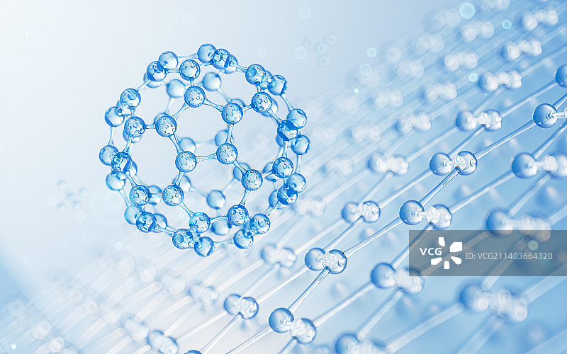 分子结构与透明材料背景3D渲染图片素材