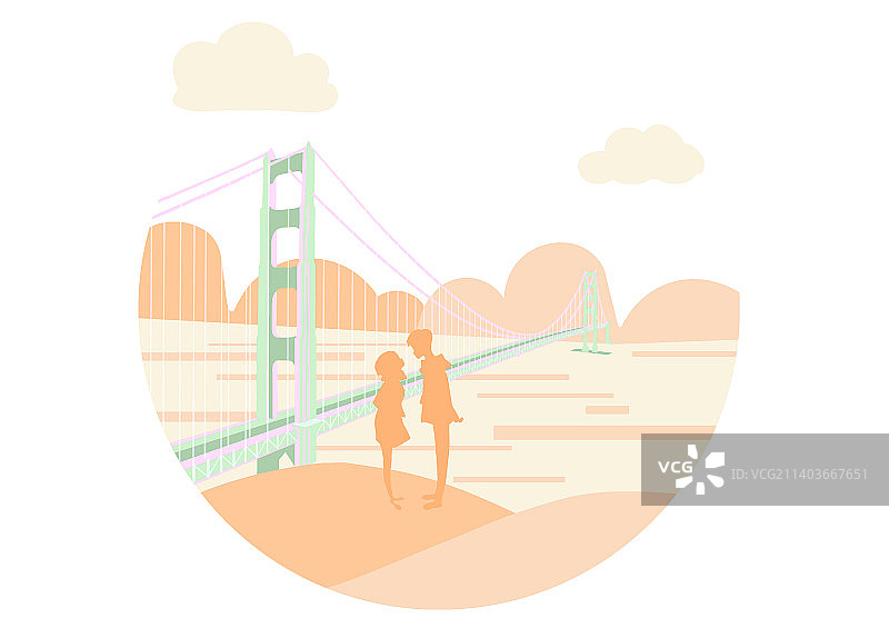 旧金山金门大桥插画图片素材