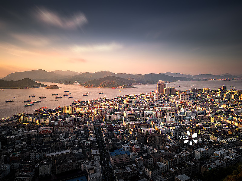 象山石浦渔港古城日出图片素材