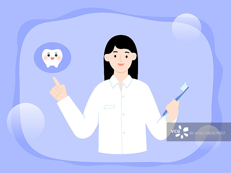 女生拿着牙刷牙齿保护手绘插画图片素材