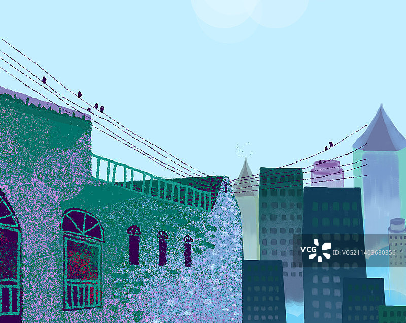 城市电线上的鸟图片素材