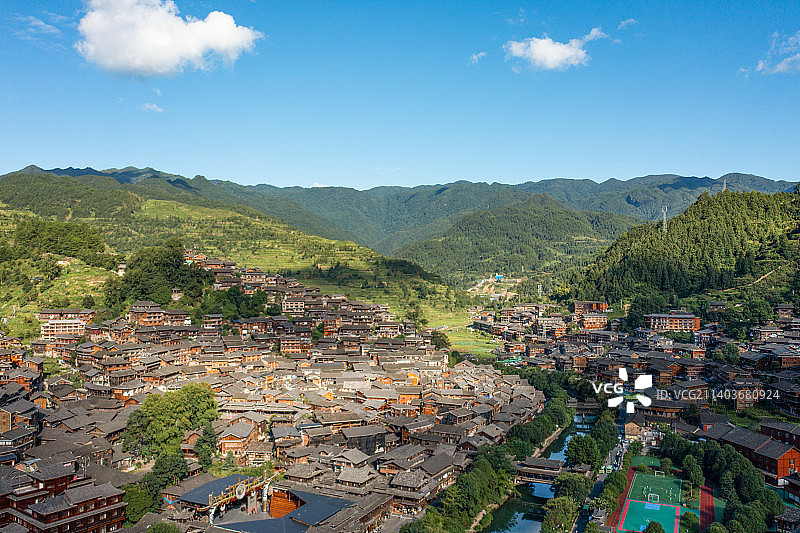 贵州黔东南凯里席间千户苗寨航拍图片素材