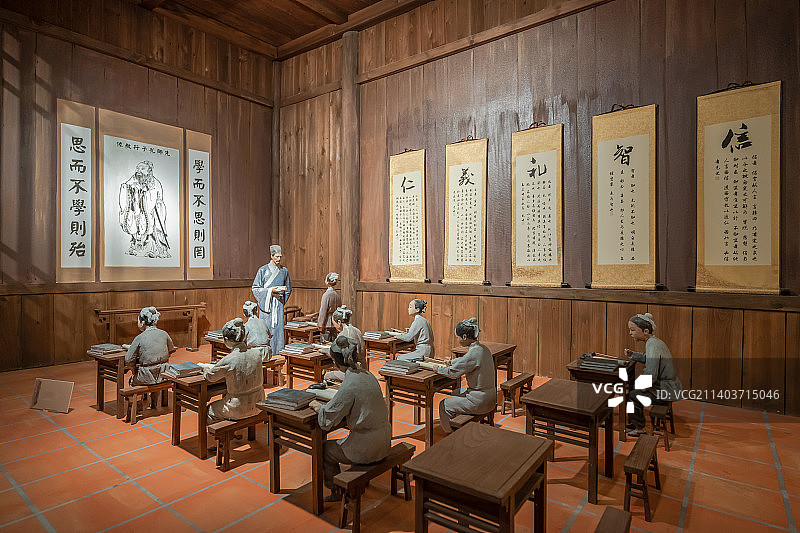 中国古代私塾学堂场景图片素材