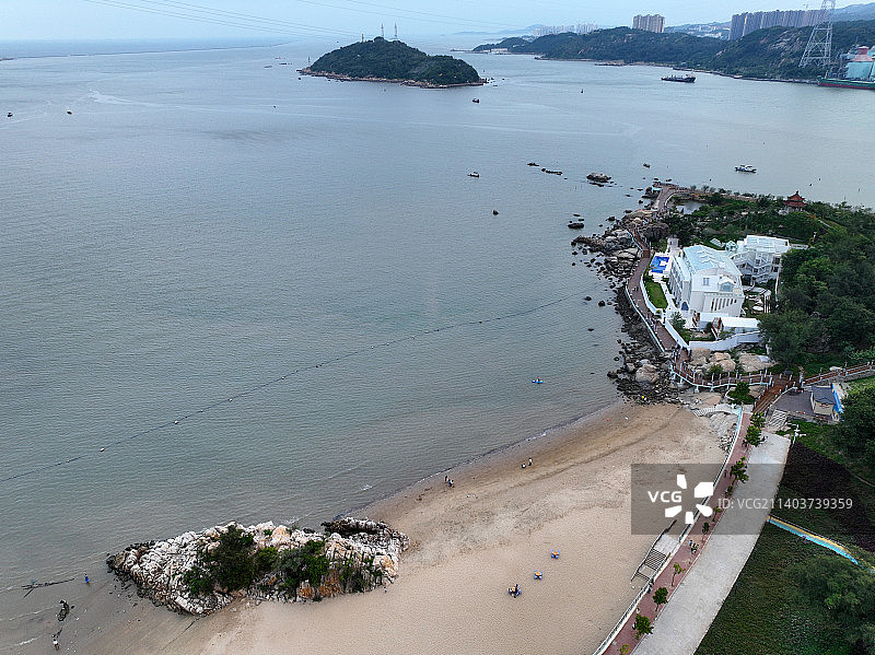 广东省汕头市龙湖区妈屿岛旅游区汕头海湾大桥航拍图片素材
