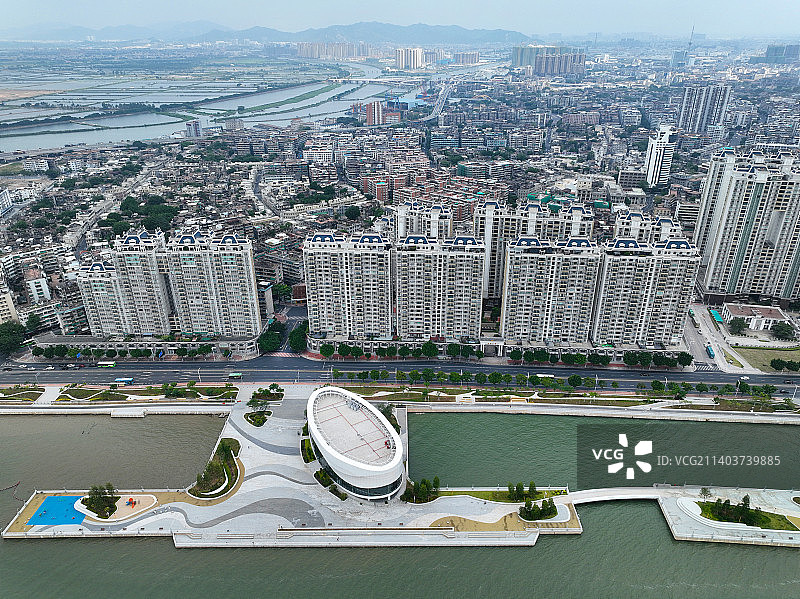 广东省汕头市金平区潮人码头礐石大桥航拍图片素材