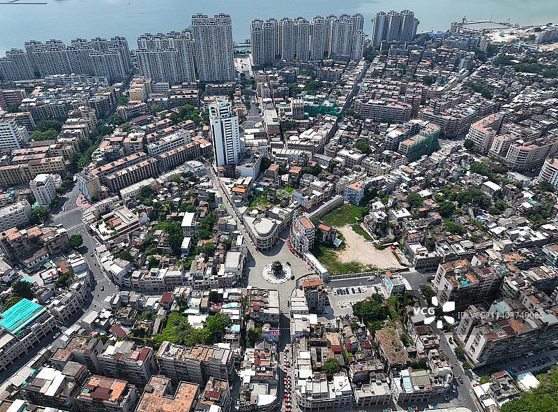广东省汕头市金平区汕头老城小公园航拍图片素材