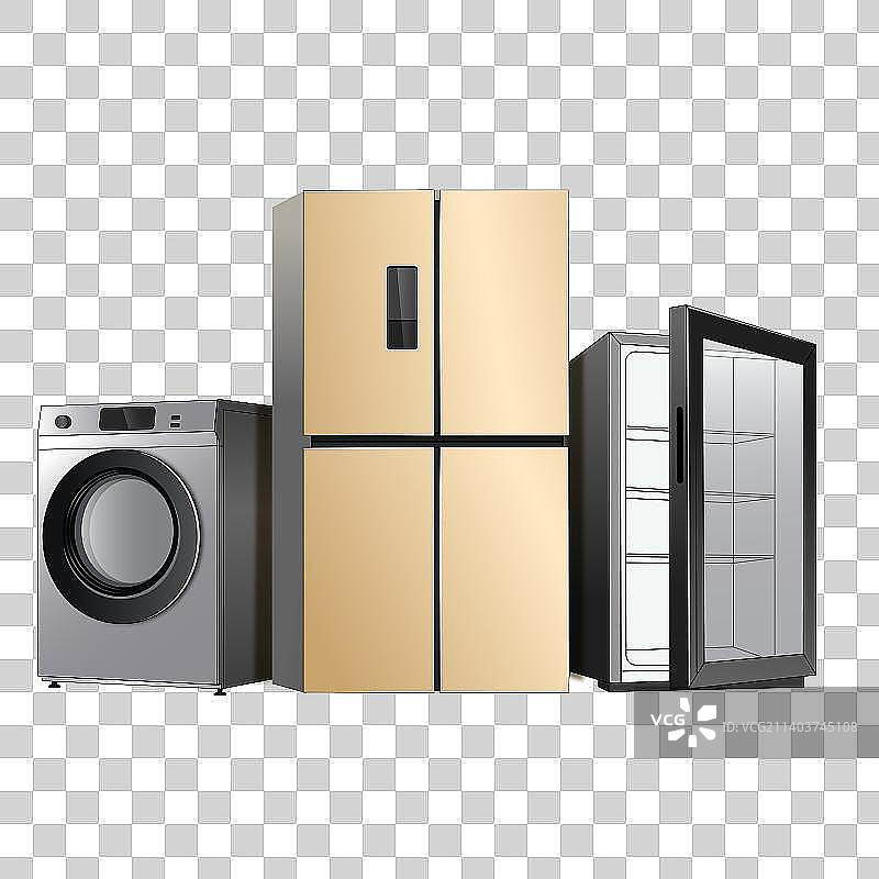 家用电器冰箱洗衣机冰柜烤箱微波炉抽烟机图片素材