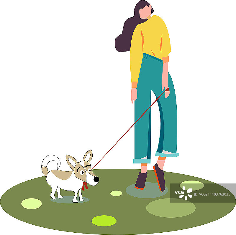 遛狗的女孩图片素材