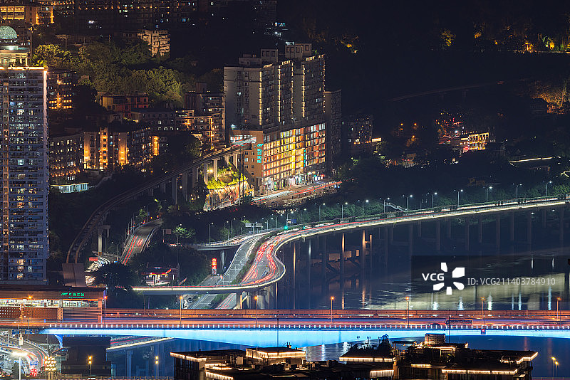 重庆市牛角沱轻轨站 李子坝轻轨站长焦镜头图片素材