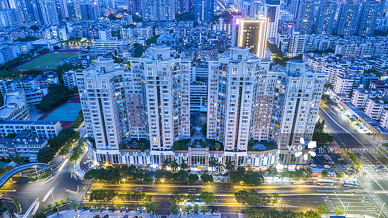 佛山市禅城区街道夜色图片素材