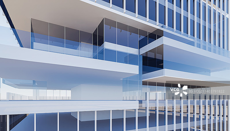 现代城市科技园办公园区商务区写字楼建筑外部玻璃幕墙特写图片素材