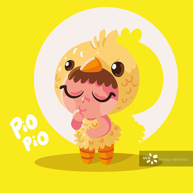 儿童万圣节穿着小鸡服装图片素材