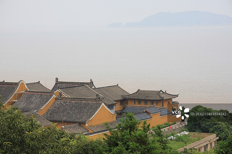 浙江普陀山海景寺庙风光图片素材