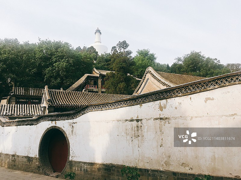 北京北海公园白塔风光图片素材