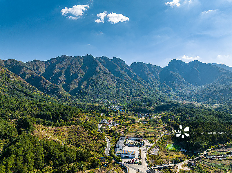 河南省信阳市商城县里罗城自然风景航拍图片素材