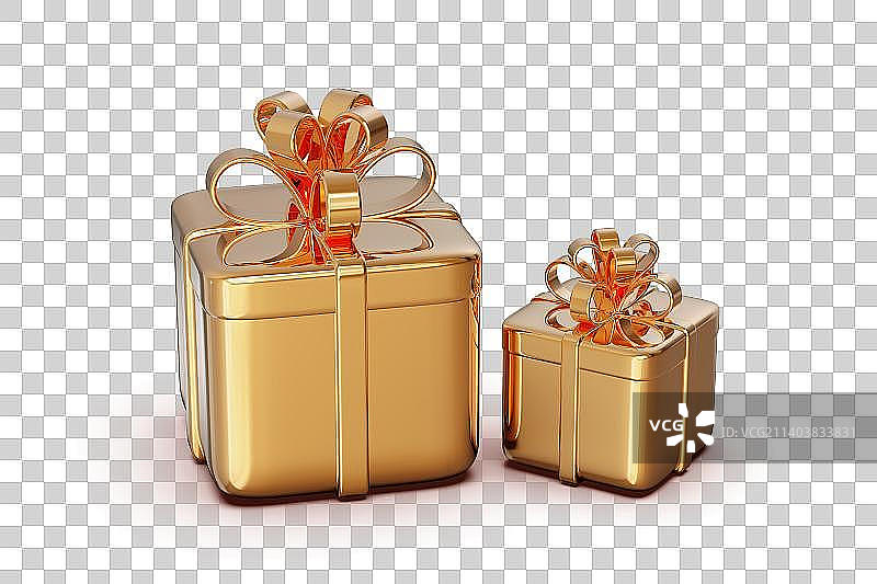 金色礼物三维插画图片素材