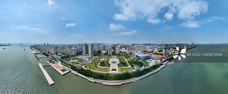 广东省汕头市金平区人民广场潮汕体育馆航拍图片素材