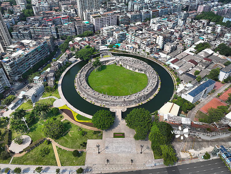 广东省汕头市金平区崎碌炮台石炮台公园航拍图片素材