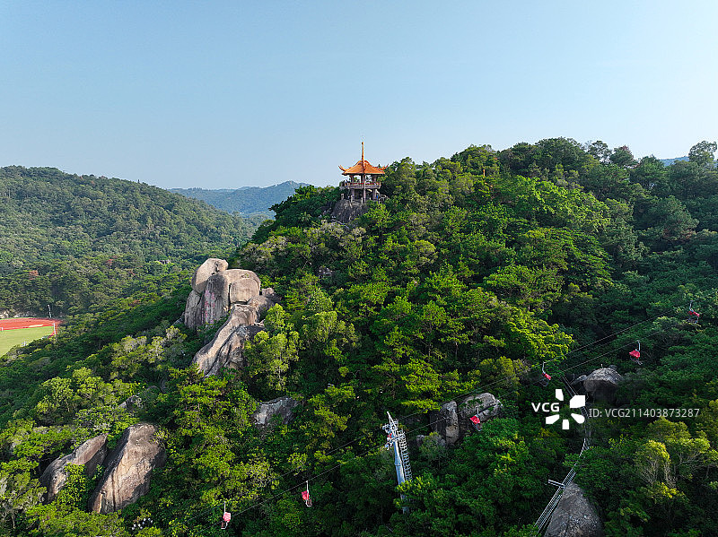 广东省汕头市濠江区礐石风景名胜区塔山焰峰景区航拍图片素材