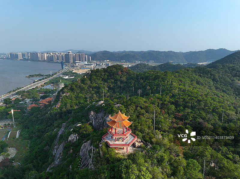 广东省汕头市濠江区礐石风景名胜区石林湖公园天坛花园航拍图片素材