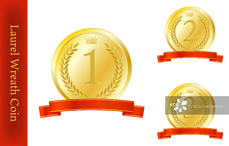 月桂花环、奖章与丝带图片素材