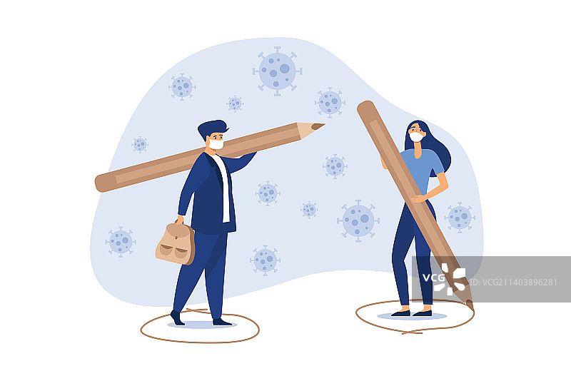 公共场合保持社交距离图片素材