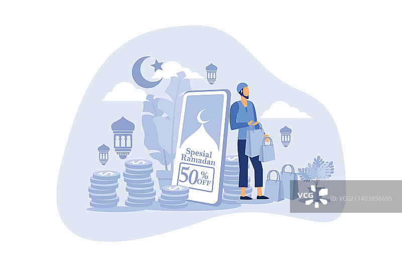 斋月节特别场景与斋月促销图片素材