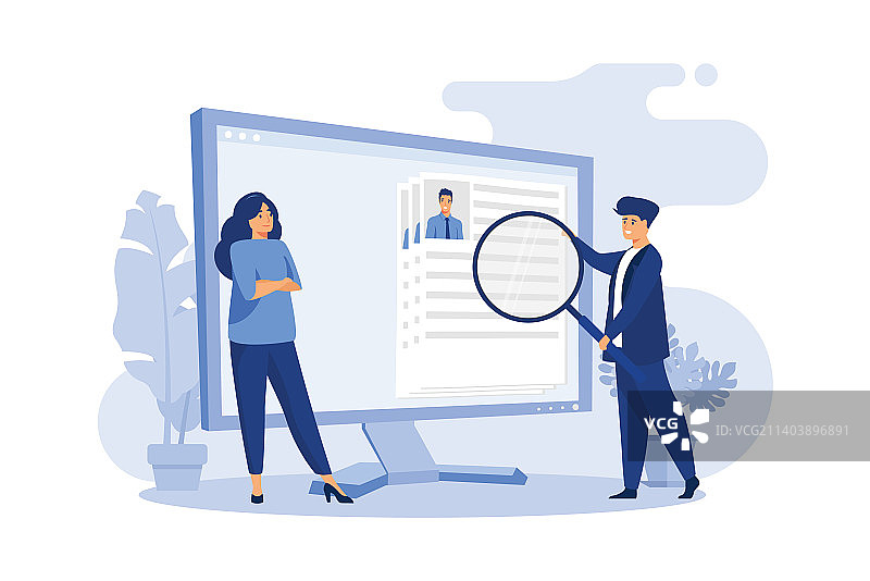 微型人力资源经理寻找求职候选人图片素材