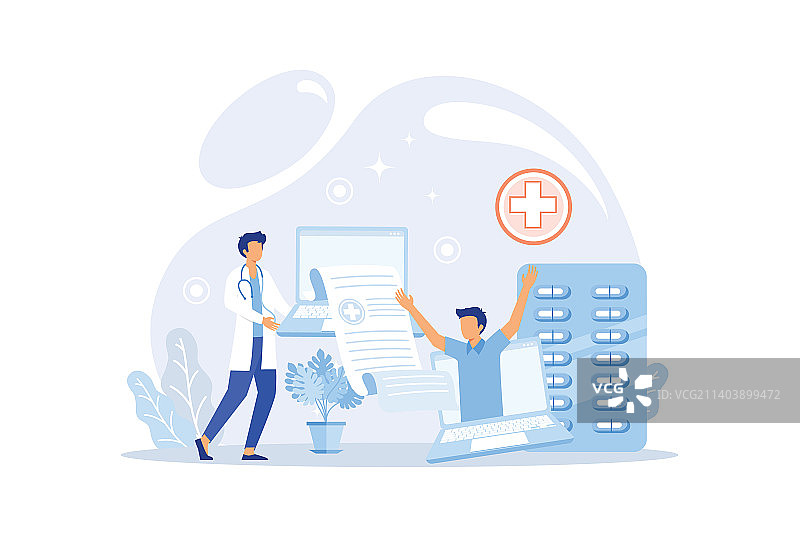 在线医疗咨询和处方图片素材