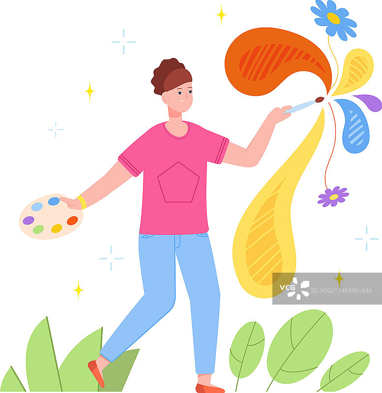 绘画创作女艺术家图片素材